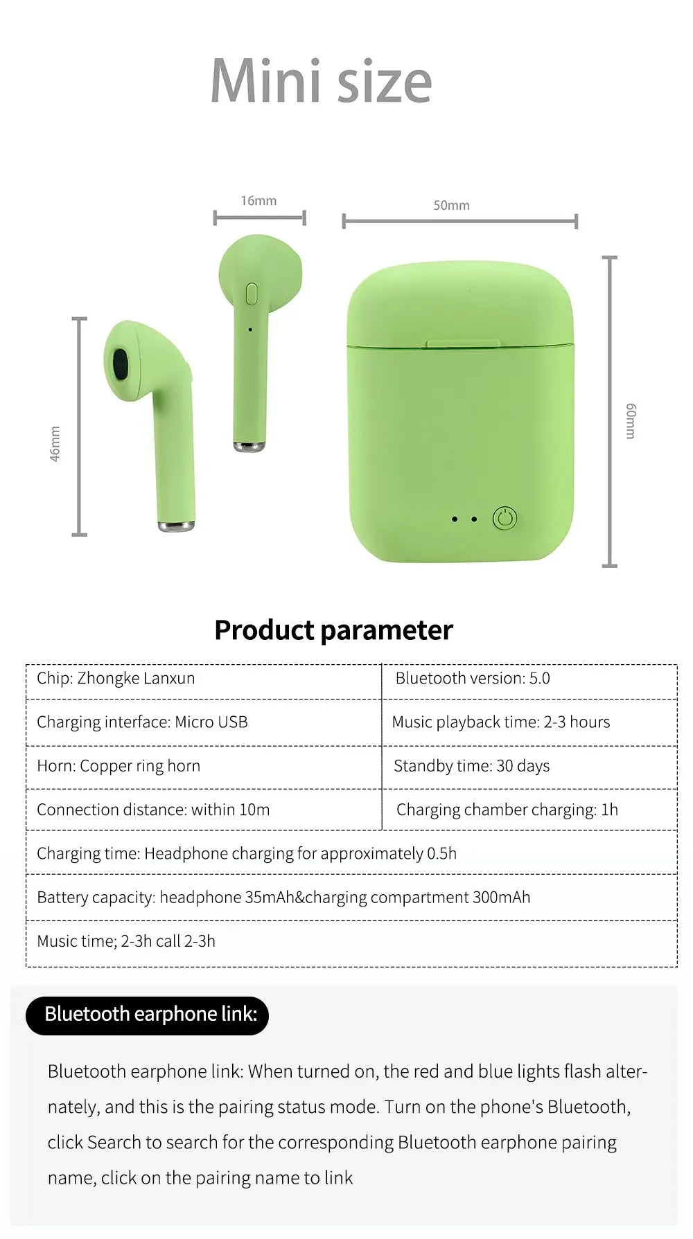 Wireless Bluetooth Heaphones i12 TWS earbuds Stereo Noise Cancelling Bluetooth Headset Waterproof sports music headset