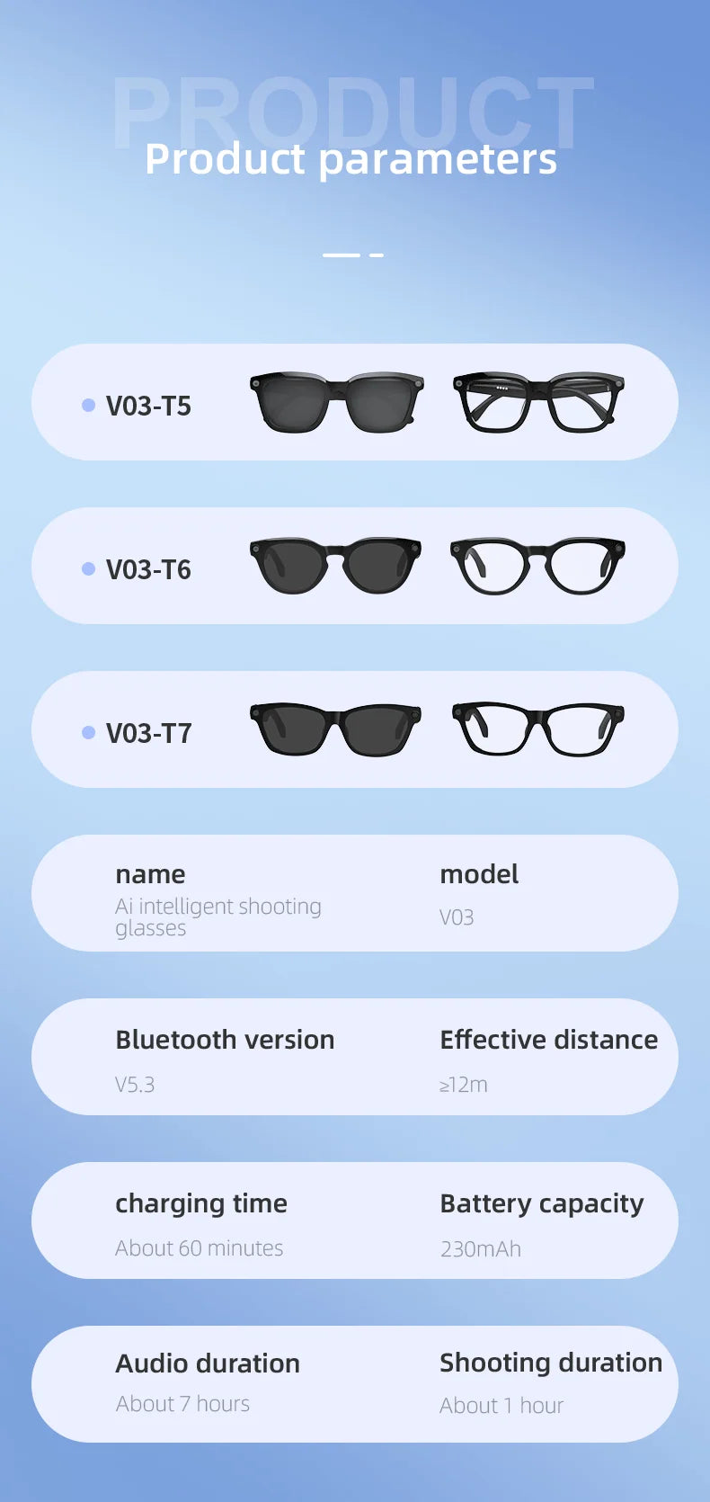 2025 New Smart Glasses Camera Video Photo Record AI Translation