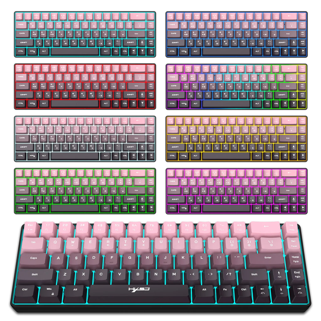 Gaming Keyboard, Ergonomic Keyboard USB Cable Wired Gradient Keyboard with RGB Backlit Film 68 Key Compact