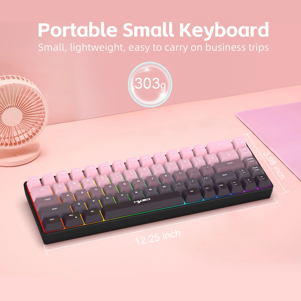 Gaming Keyboard, Ergonomic Keyboard USB Cable Wired Gradient Keyboard with RGB Backlit Film 68 Key Compact